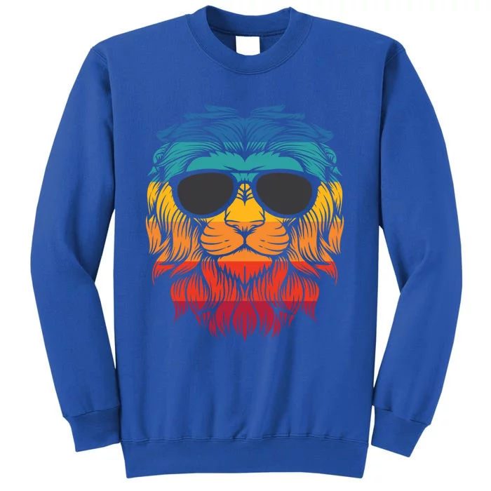 Lion With Sunglasses Retro Rainbow Pride Furry Graphic Gift Sweatshirt