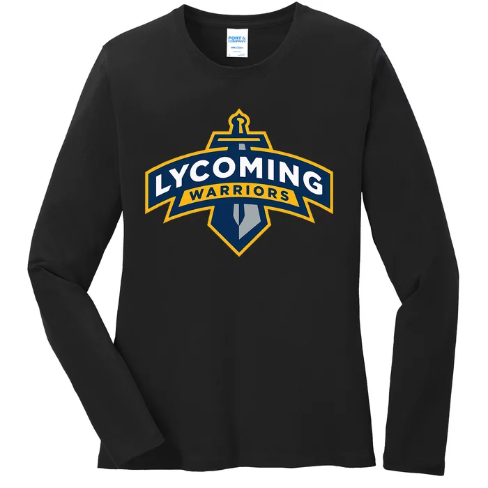 Lycoming Warriors Sword & Shield Logo Lycoming College Ladies Long Sleeve Shirt