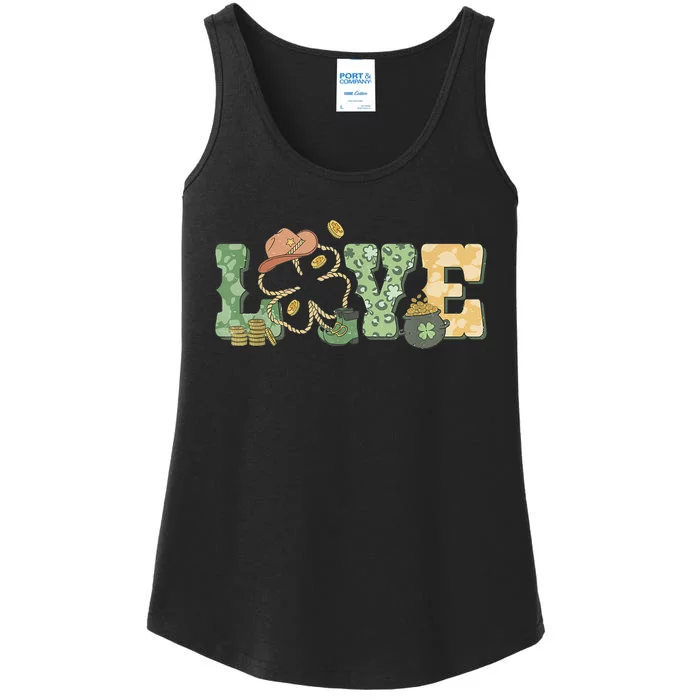 Love Western St Patricks Day Howdy Cowboy Retro Ladies Essential Tank