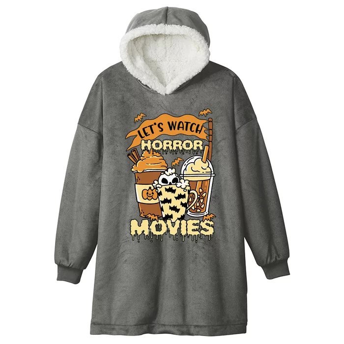 LetS Watch Scary Horror Movies Spooky Season Hooded Wearable Blanket