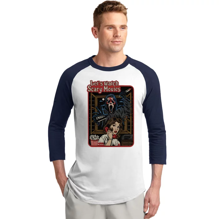 Lets Watch Scary Movie Ghostface Halloween Baseball Sleeve Shirt