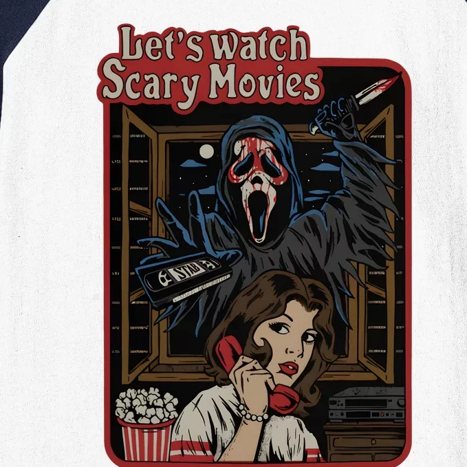 Lets Watch Scary Movie Ghostface Halloween Baseball Sleeve Shirt