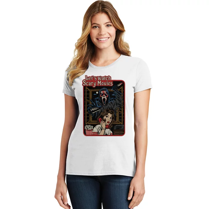 Lets Watch Scary Movie Ghostface Halloween Women's T-Shirt