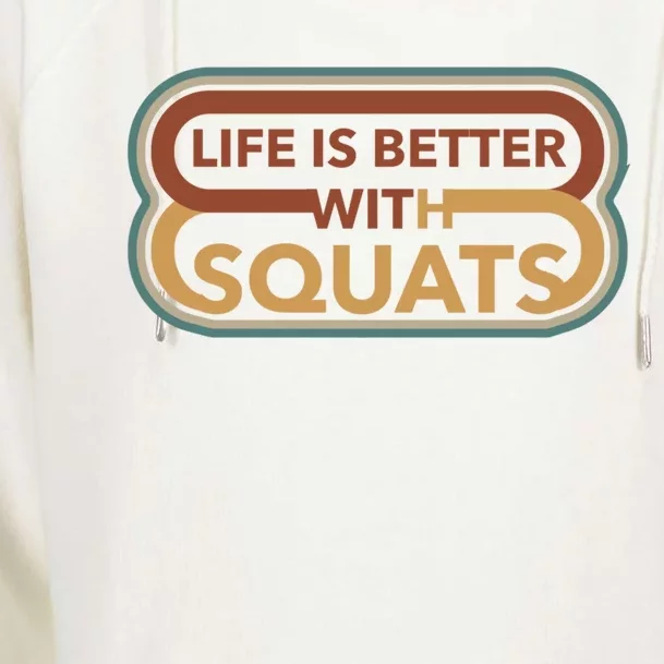 Life With Squats Gym Powerlifter Training Gift Womens Funnel Neck Pullover Hood