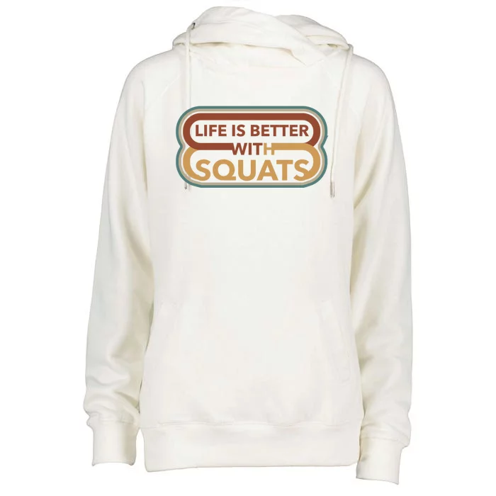 Life With Squats Gym Powerlifter Training Gift Womens Funnel Neck Pullover Hood