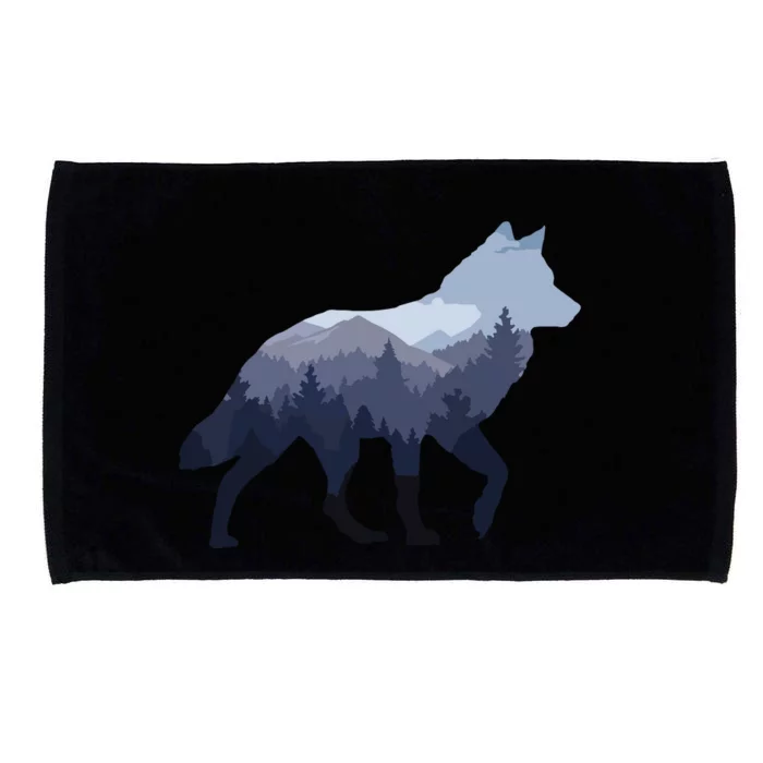 Lone Wolf Survives The Mountain Silhouette Art Microfiber Hand Towel