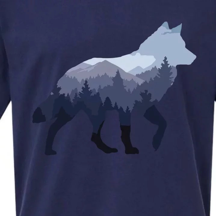 Lone Wolf Survives The Mountain Silhouette Art Sueded Cloud Jersey T-Shirt