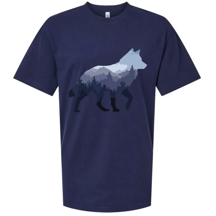 Lone Wolf Survives The Mountain Silhouette Art Sueded Cloud Jersey T-Shirt