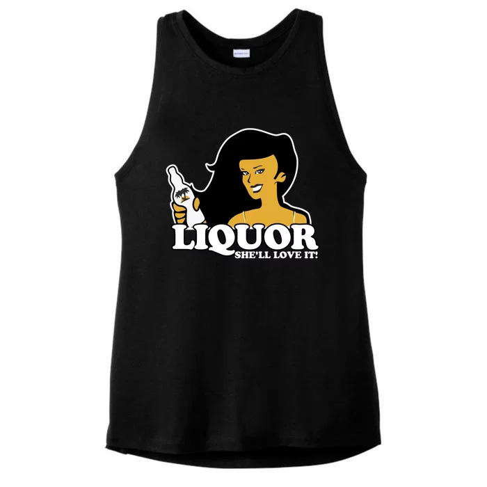 Liquor Where She Likes It Gift For Wine Lover Ladies Tri-Blend Wicking Tank