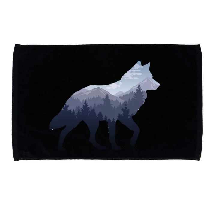 Lone Wolf Survives The Mountain Silhouette Art Microfiber Hand Towel