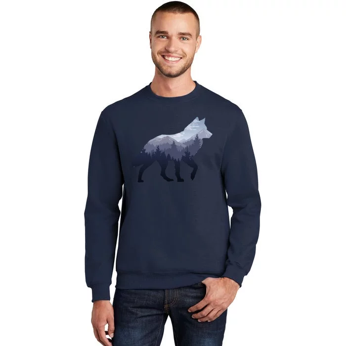 Lone Wolf Survives The Mountain Silhouette Art Sweatshirt