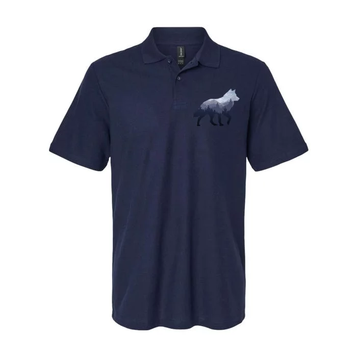 Lone Wolf Survives The Mountain Silhouette Art Softstyle Adult Sport Polo