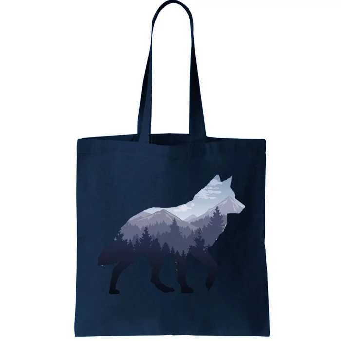 Lone Wolf Survives The Mountain Silhouette Art Tote Bag