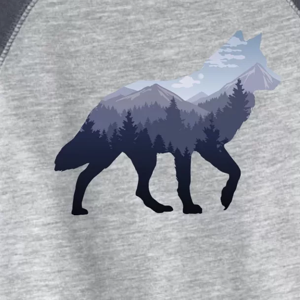 Lone Wolf Survives The Mountain Silhouette Art Toddler Fine Jersey T-Shirt