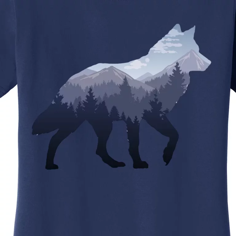 Lone Wolf Survives The Mountain Silhouette Art Women's T-Shirt