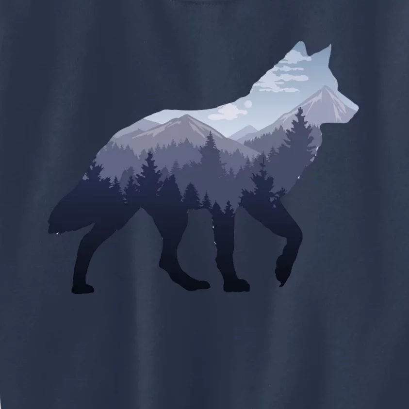 Lone Wolf Survives The Mountain Silhouette Art Kids Sweatshirt