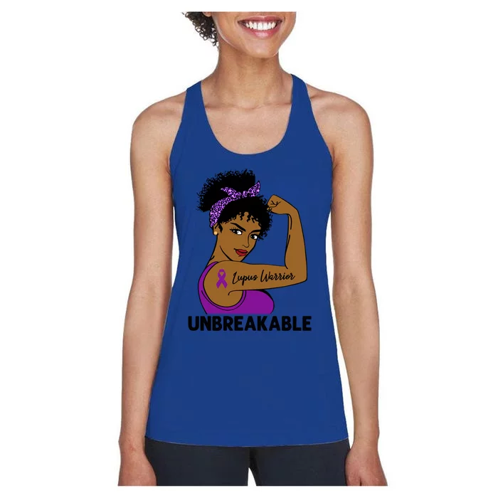 Lupus Warrior Strong Black Unbreakable Awareness Gift Women's Racerback Tank