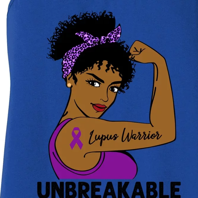 Lupus Warrior Strong Black Unbreakable Awareness Gift Women's Racerback Tank