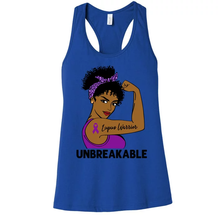 Lupus Warrior Strong Black Unbreakable Awareness Gift Women's Racerback Tank