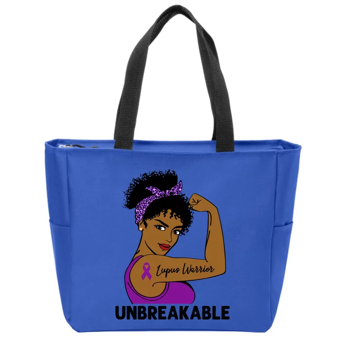 Lupus Warrior Strong Black Unbreakable Awareness Gift Zip Tote Bag