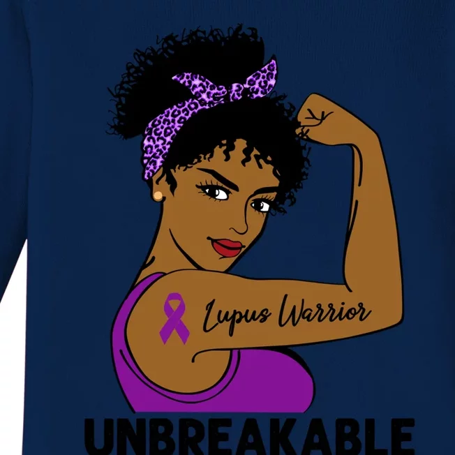 Lupus Warrior Strong Black Unbreakable Awareness Gift Baby Long Sleeve Bodysuit