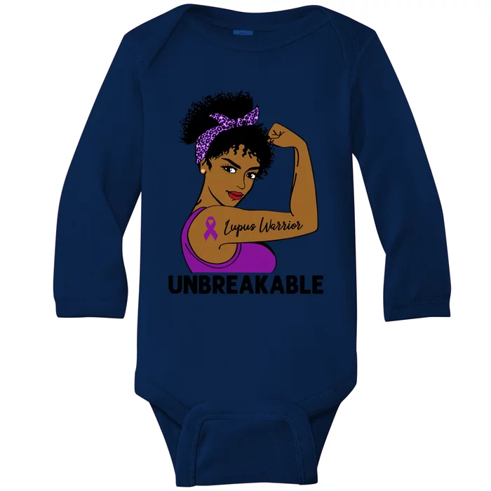 Lupus Warrior Strong Black Unbreakable Awareness Gift Baby Long Sleeve Bodysuit