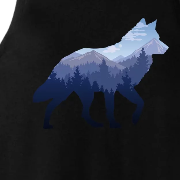 Lone Wolf Survives Mountain Silhouette Art Gift Cool Gift Ladies Tri-Blend Wicking Tank