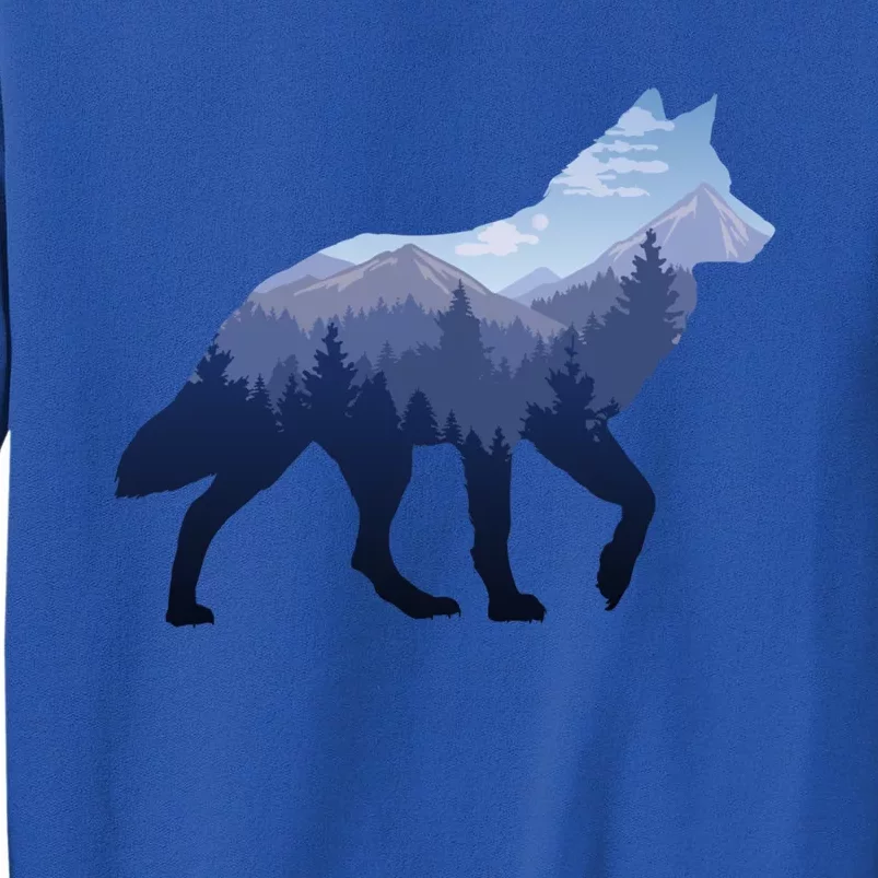 Lone Wolf Survives Mountain Silhouette Art Gift Cool Gift Tall Sweatshirt