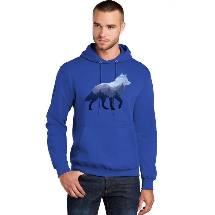 Lone Wolf Survives Mountain Silhouette Art Gift Cool Gift Tall Hoodie