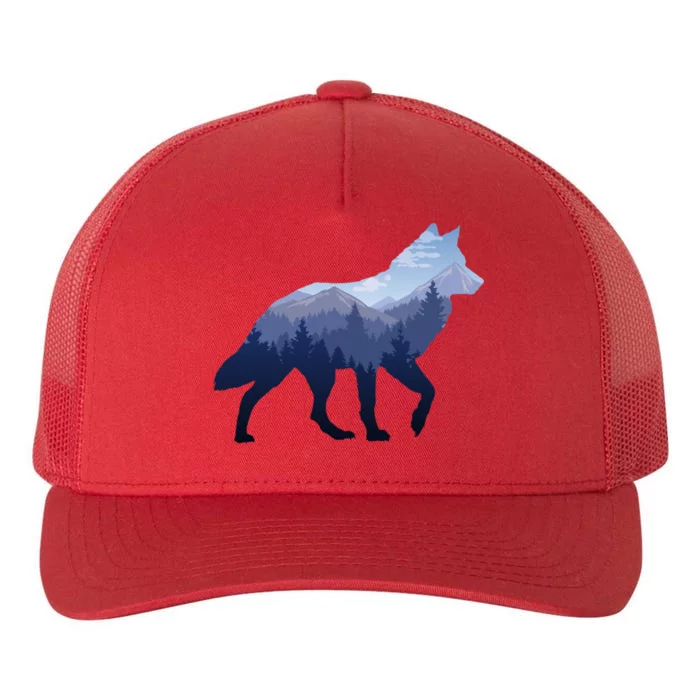 Lone Wolf Survives Mountain Silhouette Art Gift Cool Gift Yupoong Adult 5-Panel Trucker Hat