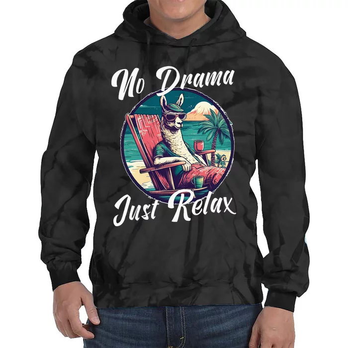 Llama Wear Sunglasses on the Beach No Drama Chill Beach Vibe Tie Dye Hoodie