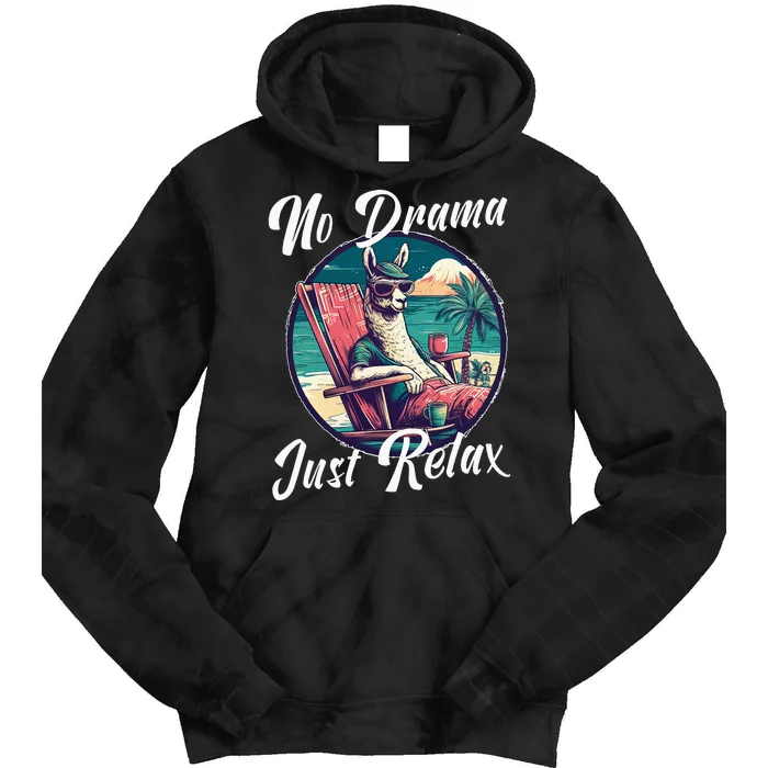 Llama Wear Sunglasses on the Beach No Drama Chill Beach Vibe Tie Dye Hoodie