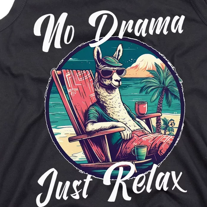 Llama Wear Sunglasses on the Beach No Drama Chill Beach Vibe Tank Top