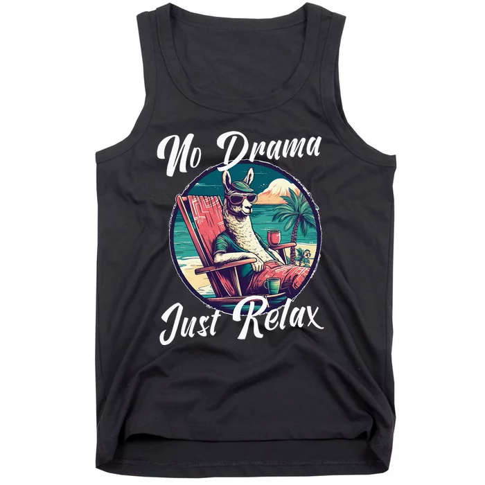 Llama Wear Sunglasses on the Beach No Drama Chill Beach Vibe Tank Top