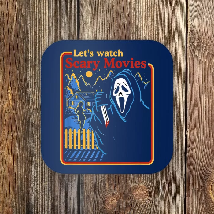 Let's Watch Scary Movies Horror Movies Scary Halloween Ghost Design Coaster