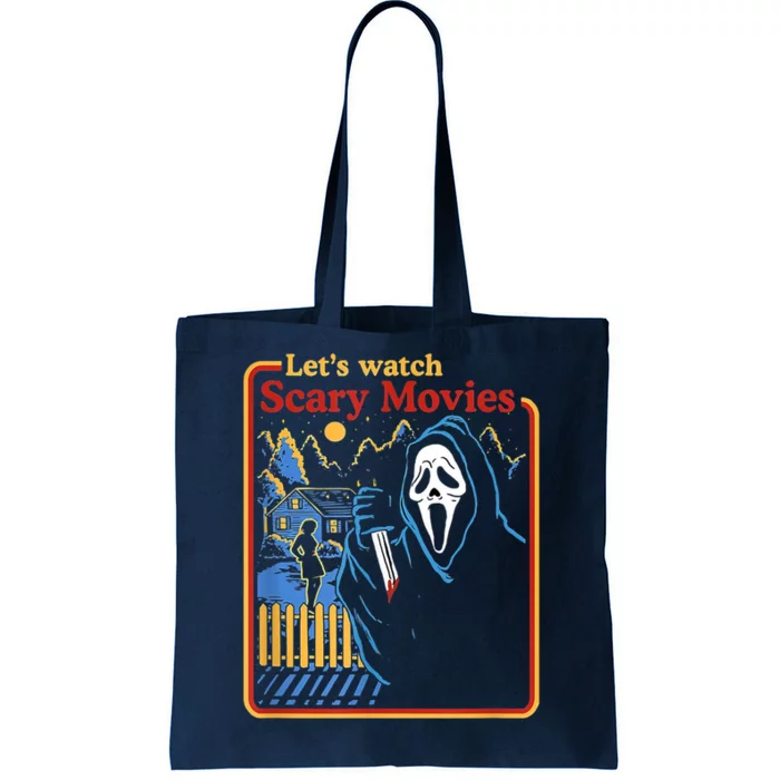 Let's Watch Scary Movies Horror Movies Scary Halloween Ghost Design Tote Bag