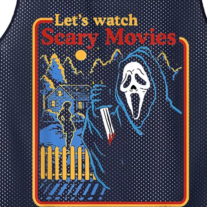 Let's Watch Scary Movies Horror Movies Scary Halloween Ghost Design Mesh Reversible Basketball Jersey Tank