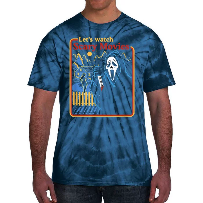 Let's Watch Scary Movies Horror Movies Scary Halloween Ghost Design Tie-Dye T-Shirt