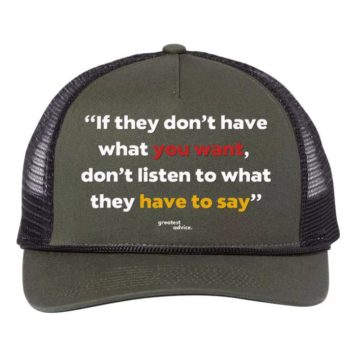 Listen Wisely Selfguided Ambition Quote Retro Rope Trucker Hat Cap