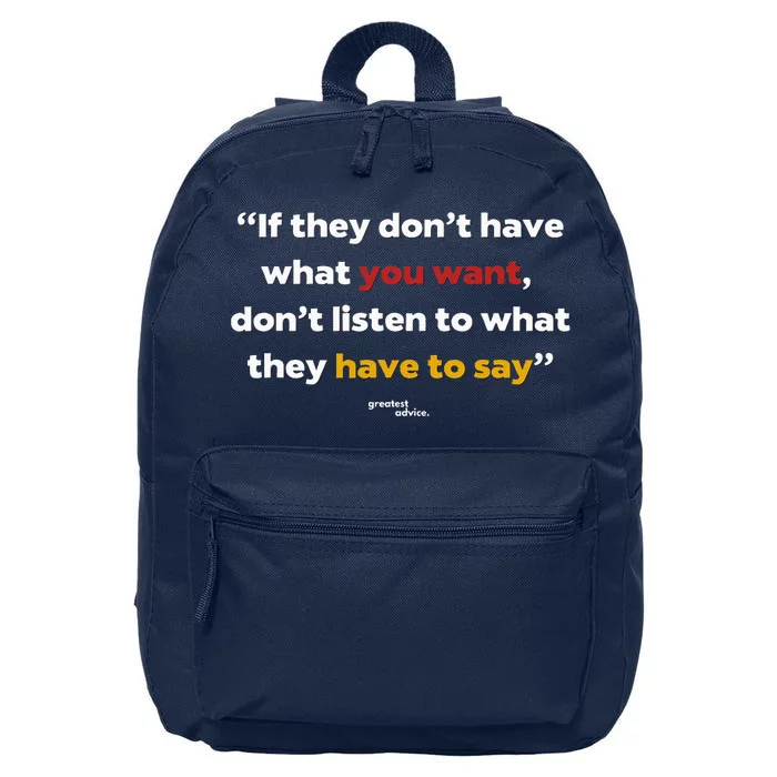 Listen Wisely Selfguided Ambition Quote 16 in Basic Backpack