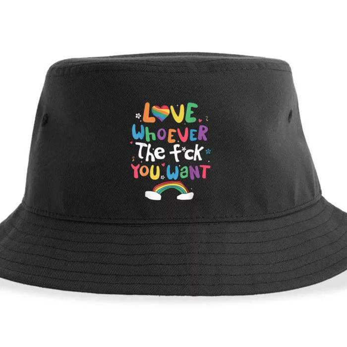 Love Whoever The F You Want Lgbtq Rainbow Sustainable Bucket Hat