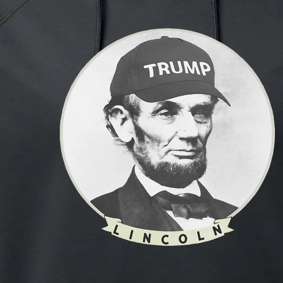 Lincoln Wearing Trump Hat Funny Abe Merica Abraham Performance Fleece Hoodie