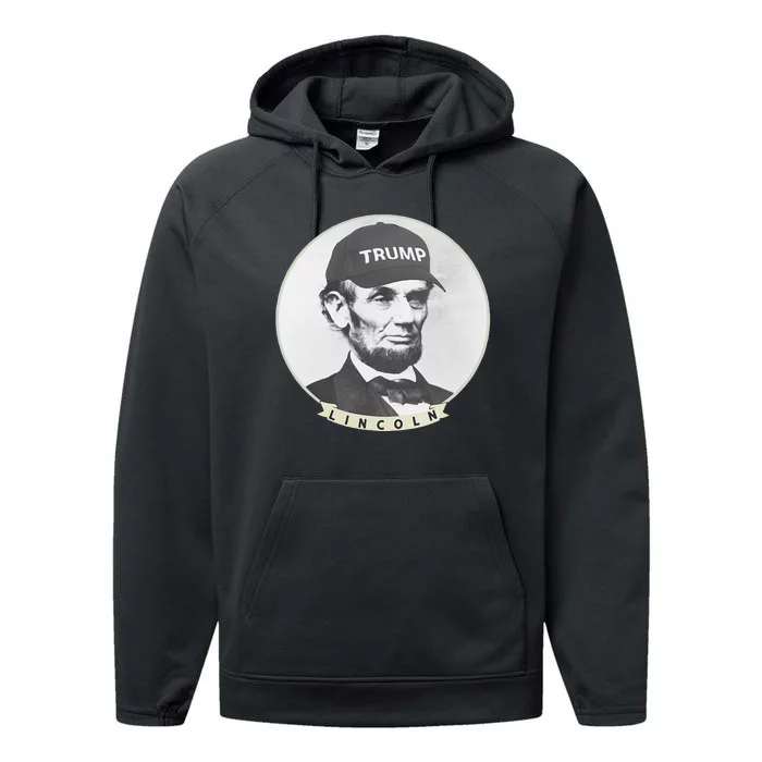 Lincoln Wearing Trump Hat Funny Abe Merica Abraham Performance Fleece Hoodie