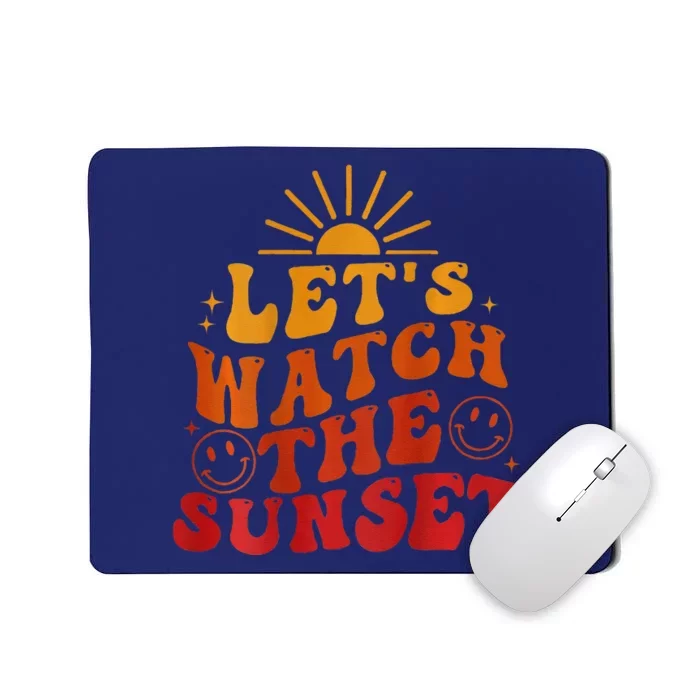 Lets Watch The Sunset Retro Groovy Smile Face Summer Vibes Mousepad