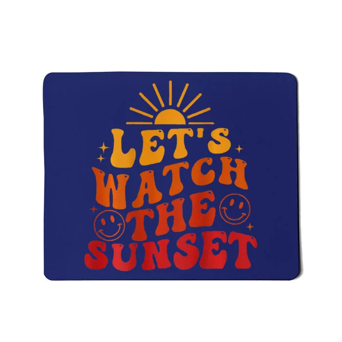 Lets Watch The Sunset Retro Groovy Smile Face Summer Vibes Mousepad