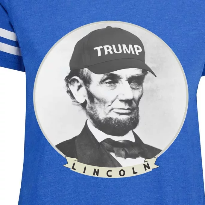 Lincoln Wearing Trump Hat Funny Abe Merica Abraham Gift Enza Ladies Jersey Football T-Shirt