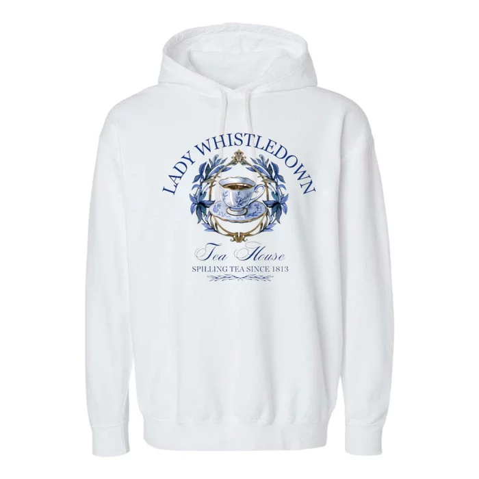 Lady Whistledown Tea House Spilling Tea Since 1813 Garment-Dyed Fleece Hoodie