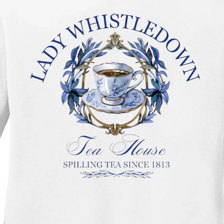 Lady Whistledown Tea House Spilling Tea Since 1813 Ladies Long Sleeve Shirt