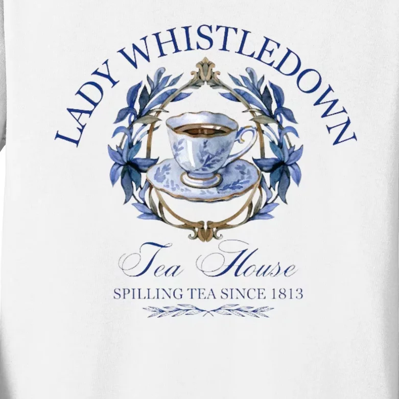 Lady Whistledown Tea House Spilling Tea Since 1813 Kids Long Sleeve Shirt