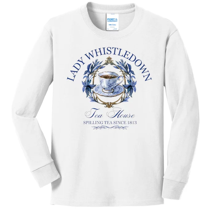 Lady Whistledown Tea House Spilling Tea Since 1813 Kids Long Sleeve Shirt